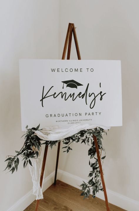 Graduation Party Checklist, Wedding Direction Signs, College Grad Party, Graduation Party Signs, Backyard Graduation Party, Wedding Directions, Senior Graduation Party, Graduation Poster, Graduation Party Diy