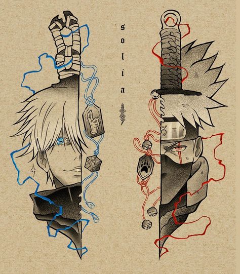 𝖘 𝖔 𝖑 𝖎 𝖆 ⚡️ on Instagram: “• SATORU GOJO // HATAKE KAKASHI DAGGERS 💠♦️ { booked }” Kakashi Tattoo, Kakashi Drawing, Ancient Tattoo, Manga Tattoo, Naruto Tattoo, Hatake Kakashi, Anime Tattoo, Recent Anime, Cute Tiny Tattoos