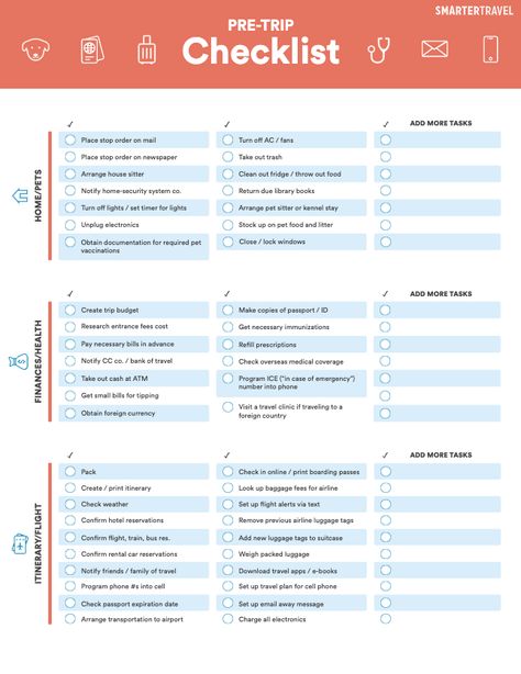 For a stress-free, tranquil trip, preparation is key. If you’re getting ready to go on vacation, download our pre-trip checklist to help you take care of the essential tasks before embarking on your getaway. Before Trip Checklist, Checklist Before Vacation, Before Vacation Checklist, Pre Vacation Checklist, Vacation Prep Checklist, Vacation Planning Checklist, Trip Preparation, Vacation Prep, Trip Checklist