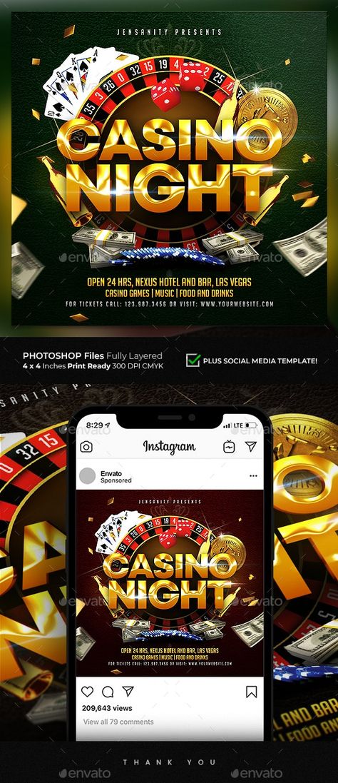 Casino Night Flyer - Miscellaneous Events Casino Flyer Design, Casino Background For Editing, Game Money, Halloween Invitaciones, Casino Royale Theme, Hard Rock Casino, Game Banner, Edit Photoshop, Style Header