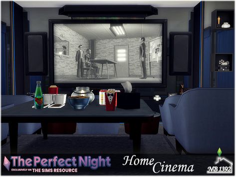 Living Room Sims 4, Sims 4 City Living, Mods Sims 4, Cinema Chairs, Cc Furniture, At Home Movie Theater, Home Theater Rooms, Sims 4 Cc Furniture, Perfect Night