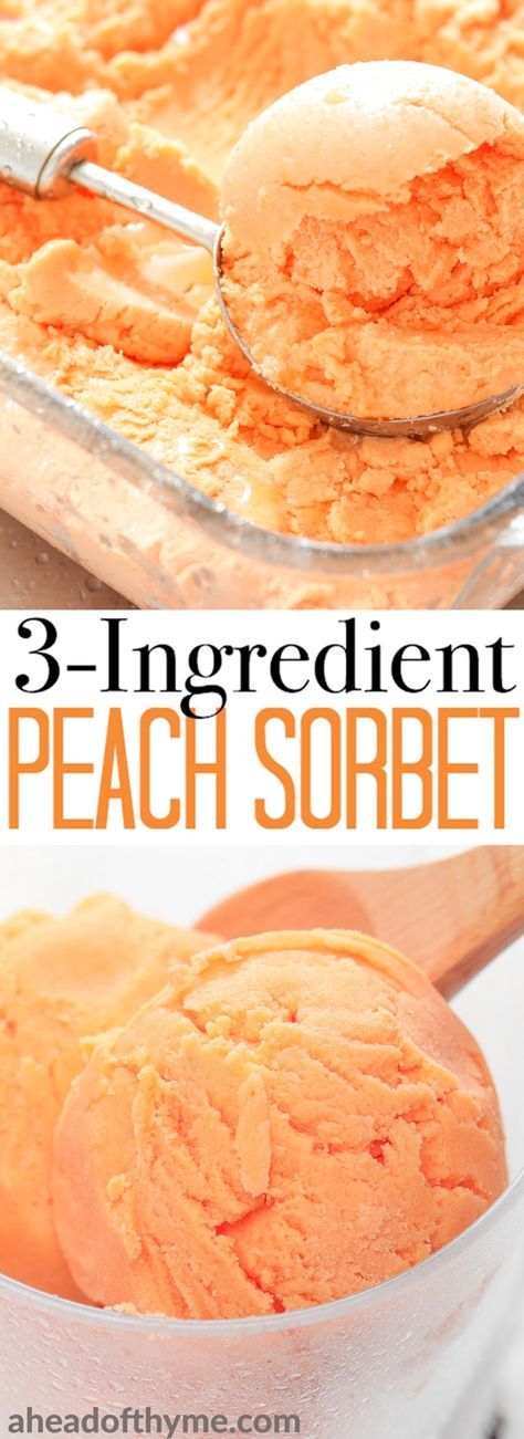 Peach Sorbet Recipe, Resep Oatmeal, Weight Watcher Desserts, Sorbet Is, Sorbet Recipe, Sorbet Ice Cream, Peach Sorbet, Peach Desserts, Homemade Ice Cream Recipes