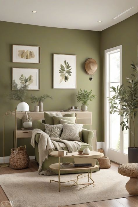 Step into the world of Olive Elegance with our daily interior designer routine, featuring the enchanting Ripe Olive (SW 6209) paint color for 2024 walls! #Ad #homedecor #homedesign #wallpaints2024 #Painthome #interiorarchitecture Wall Colors Green Living Room Colors Bright Living Room Colors Apartment Renovation Living room Remodeling Modern Paint Colors 2024 Green Interior Paint Living Room, Small Sage Green Living Room, Green Wall Painting Ideas Living Room, House Painting Ideas Interior Living Room Color Palettes, Olive Green Wall Living Room, House Paint Ideas Interior Living Room, Small Living Room Wall Color, Olive Green Wall Paint, Olive Green Painted Walls