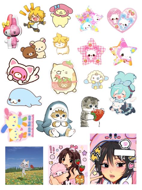 Jumino Core Sticker, Sticker Pages Free Printables, Sticker Sheets Anime, Sticker Sheets Free Printable, Cutecore Stickers, Printable Stickers Kawaii, Anime Sticker Sheet, Sticker Cutouts, Black And White Ice Cream