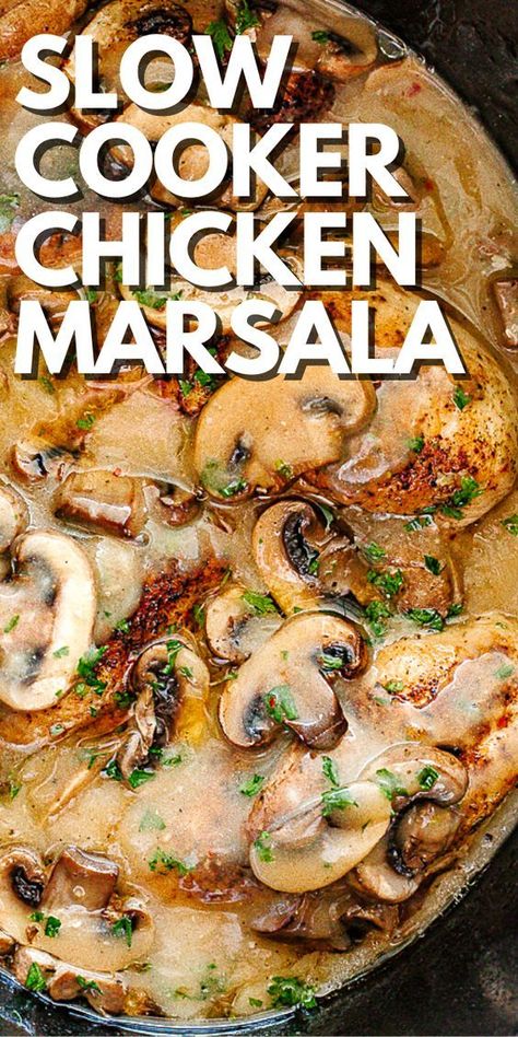 Crock Pot Chicken Marsala, Creamy Crock Pot Chicken, Slow Cooker Chicken Marsala, Chicken Marsala Recipe, Chicken Breast Crockpot Recipes, Marsala Recipe, Crockpot Chicken Breast, Marsala Chicken Recipes, Crock Pot Chicken