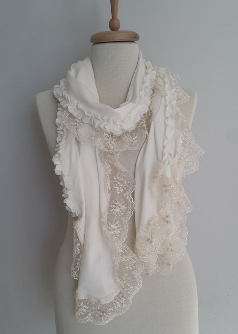 SwedishShop - Unique Accessories for Women Scarves, Gloves, Jewelries - Etsy Australia Off White Scarf, Scarf Aesthetic, Valentines Accessories, Cute Scarfs, White Scarf, White Scarves, Lace Outfit, Lace Scarf, Mother Birthday Gifts