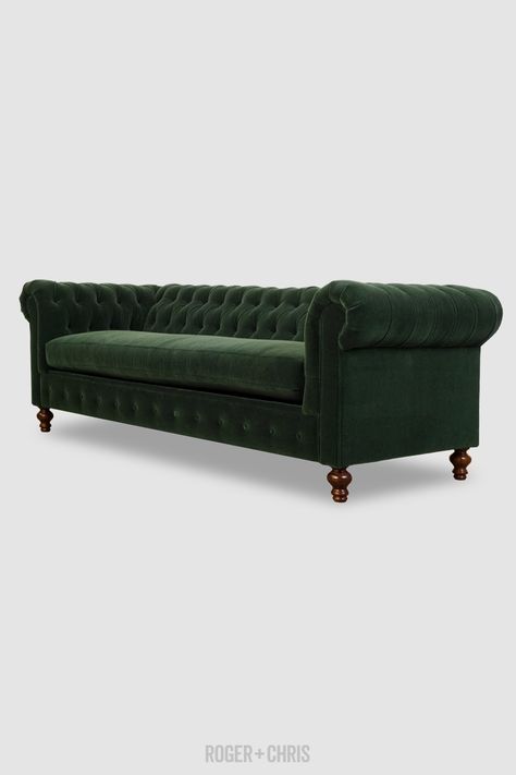 Chesterfield Sleeper Sofa, Green Chesterfield Sofa, Green Fabric Sofa, Fabric Chesterfield Sofa, Bedroom Color Combination, Chesterfield Sofas, Green Velvet Sofa, Green Sofa, Custom Sofa