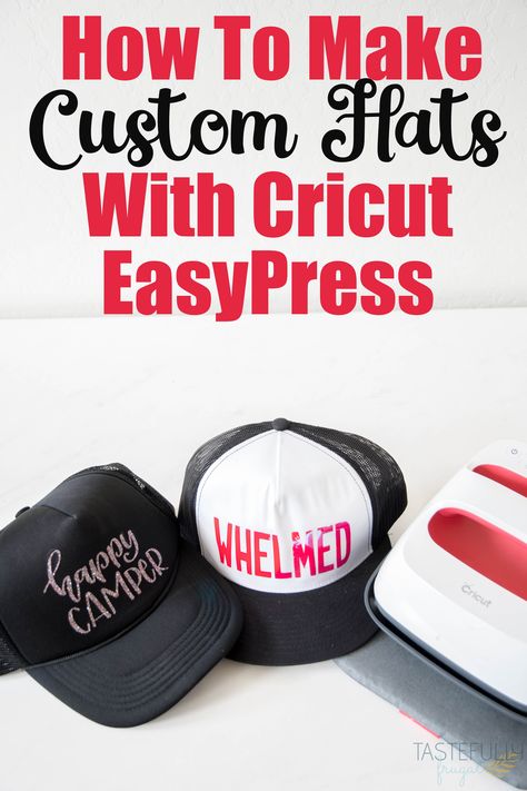 Learn how to customize designs and apply HTV to hats with your Cricut EasyPress Cricut Hats, Cricut Basics, How To Make Hats, Diy Locker, Making Hats, Cricut Help, Diy Wainscoting, Diy Bench Outdoor, Diy Blanket Ladder