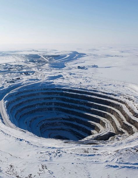 Diavik Diamond Mine in Canada Diamond Mine, Hollow Earth, Open Pit, Diamond Mines, Northwest Territories, Arctic Circle, Ancient Aliens, Stargate, Ancient Civilizations