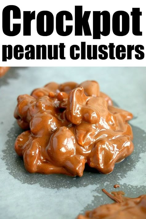 Easy Crockpot peanut clusters recipe that's perfect during the holidays. Cheap, sweet and salty chocolate dessert everyone loves. Crockpot Candy Peanut Clusters, Crockpot Chocolate Peanut Clusters, Crockpot Peanut Clusters, Peanut Clusters Recipe, Super Easy Crockpot Recipes, Peanut Clusters In Crockpot, Crockpot Apple Crisp, Clusters Recipe, Chocolate Peanut Clusters