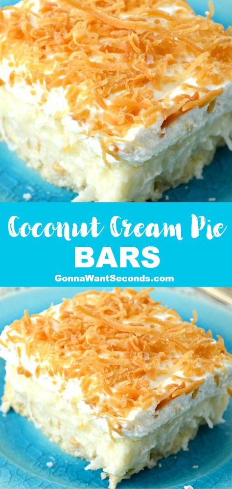 Coconut Cream Dessert, Coconut Cream Filling, Coconut Cream Pie Bars, Cookie Salad, Coconut Cream Pie Recipes, Coconut Desserts, Coconut Pie, Dessert Bar Recipe, Pie Bars