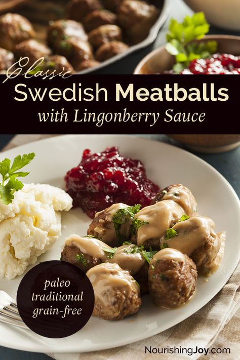 Swedish Meatballs with Lingonberry Sauce Meatballs Swedish, Lingonberry Sauce, Paleo Crockpot, Paleo Lunch, Swedish Meatballs, Swedish Recipes, Paleo Breakfast, Cooker Recipes, Grain Free