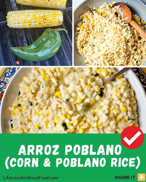 Pablano Pepper Side Dish, Creamy Poblano Rice, Canned Poblano Pepper Recipes, Poblano Salsa Recipe, Poblano Pepper Recipes, Poblano Rice, Poblano Salsa, Corn And Poblano, Poblano Corn