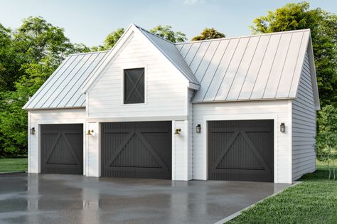 Farmhouse & Stone Homes | Shutters & Garage Door Gallery | Timberlane Modern Farmhouse Garage, Detached Garage Designs, Metal Garage Buildings, Stone Homes, Pole Barn Garage, Farmhouse Garage, Custom Garage Doors, Garage Guest House, Garage Door Styles