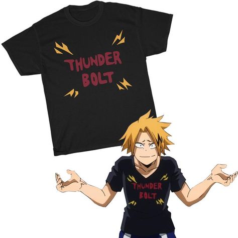 Bnha Aesthetic, Hero Clothes, My Hero Academia Shirt, Thunder Bolt, Kaminari Denki, Human Pikachu, Academia Clothes, Denki Kaminari, Anime Inspired Outfits