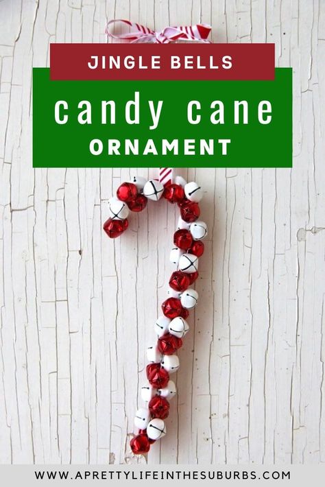 Candy Cane Ornaments Diy Kids, Bell Ornaments Diy, Jingle Bell Ornaments, Jingle Bell Crafts, Diy Candy Cane, Childrens Christmas Crafts, Ornaments Diy Kids, Beaded Ornaments Diy, Advent Crafts