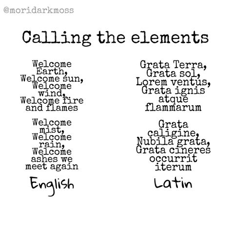 Elements, invoking the elements, spellwork, magick, invocation, advanced witches, spellwork, advanced magick Spell Words Magic, Invoking The Elements, Calling The Elements Witchcraft, Witchy Words List, Witch Spells In Latin, Spells In Latin Witchcraft, Latin Spells Magic, Latin Spells Witchcraft, Latin Witch Spells