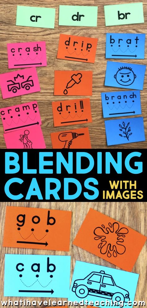 Blending cards help early elementary students learn to read by segmenting each sound, blending the sounds and reading the word. The cues on each card show students that each letter makes a sound. Many of blending cards now have images to go with them. The images are great to use for phonemic awareness or word sorts. The phonics image cards are sized for most pocket charts and are available for most blending cards! Sound Segmentation Activities, Sound Blending Activities, Sound Segmentation, Blending Letters, Sound Blending, Teaching Reading Fluency, Phoneme Blending, Tutoring Ideas, Reading Foundational Skills