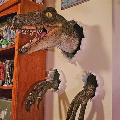 PRICES MAY VARY. 【Material】 It is made of high-density solid foam and resin casting. Perfect for any dinosaur or park fan. 【Design】 Lifelike designed to look as if he's bursting through your wall! It is very shocking and has a certain sense of oppression, as if it will appear completely in your next second. 【Handmade】 Our dinosaur wall sculptures are meticulously hand-painted and colored by craftsmen, and have realistic details. It also contains special inlaid eyes, with sharp and realistic resi Dinosaur Head Wall Mount, Dinosaur Head, Break Wall, Dinosaur Room, Angel Wings Wall, Head Statue, Bust Sculpture, Dinosaur Wall, Dinosaur Decor