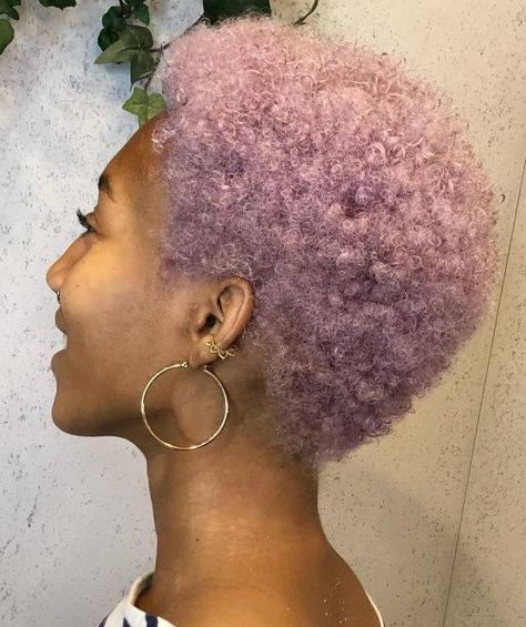 Lavender for Natural Locks Lilac Hair Black Women, Lavender Afro, Lavender Hair Black Women, Lavender Hair Color Ideas, Natural Hair Color Dye, Purple Natural Hair, Lavender Highlights, Color Block Hair, Lavender Hair Colors