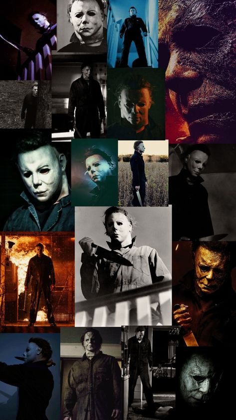 Jason Michael Freddy, Michele Myers Wallpaper, Scream And Michael Myers Wallpaper, Michael Myers Background, Michael Myers Collage, Micheal Myers Wallpaper Iphone, Horror Movie Background Wallpapers, Horror Aethstetic Wallpaper, Horror Lockscreen Wallpaper