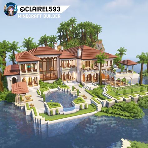 #minecraft #minecraftbuilds #minecraftbuildingideas Mincraft Idea Houses Beach, Minecraft Building Ideas Big House, Minecraft Mansion Aesthetic, Beach Mansion Minecraft, Massive Minecraft Houses, How To Build A Mansion In Minecraft, Minecraft Houses Island, Minecraft House Inspo Modern, Costal Minecraft House