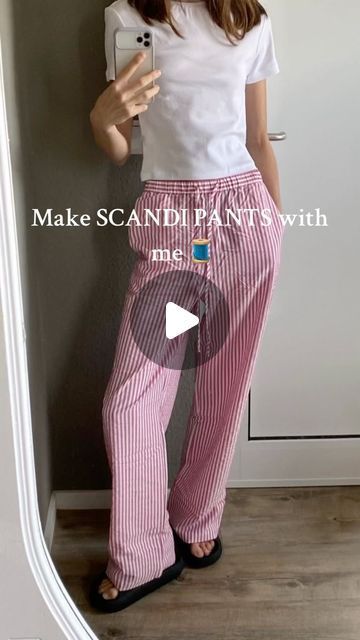 Sewing Pajama Pants Free Pattern, Cotton Pants Sewing Pattern, Sewing Patterns Pants Women, Sew Without Pattern, How To Sew Linen Pants, Scandinavian Sewing Patterns, Scandi Pants Pattern, Pyjama Pants Pattern, Scandi Pants Outfit