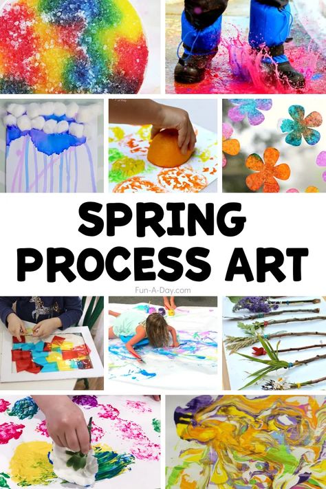 Spring Process Art Activities for Preschoolers | Fun-A-Day! Spring Creative Art Preschool, Preschool Spring Art Ideas, Spring Art Center Preschool, Kindergarten Process Art Projects, Toddler Process Art Spring, Spring Theme Art Preschool, Springtime Art Preschool, Spring Theme Preschool Crafts, Toddler Spring Lesson Plan