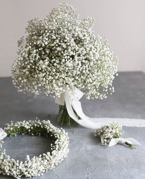 Gypsophila Bouquet Bridesmaid, Gypsophila Wedding Bouquet, Baby's Breath Bouquet, Bridal Bouquet Styles, Dried Wedding Flowers, Dried Gypsophila, حفل توديع العزوبية, Gypsophila Bouquet, Gypsophila Wedding