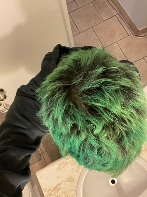 took me so long to master this method Punk Buzzcut Men, Mens Green Hair, Green And Black Hair Men, Dyed Long Hair Men, Short Green Hair Men, Men With Green Hair, Green Dyed Hair Men, Like Green Hair, Hair Color Ideas Guys