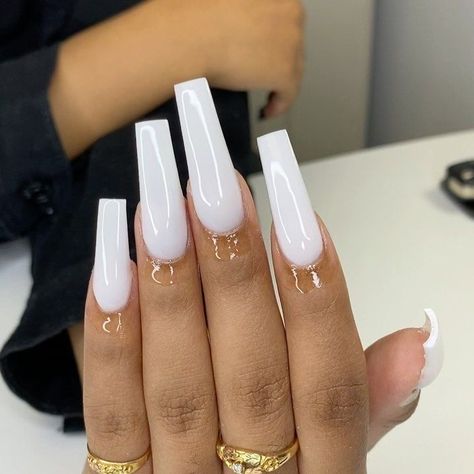 Cruella Deville, Drip Nails, Nagel Tips, White Acrylic Nails, Simple Acrylic Nails, Long Acrylic Nails Coffin, Acrylic Nails Coffin Pink, Long Square Acrylic Nails, Bling Acrylic Nails