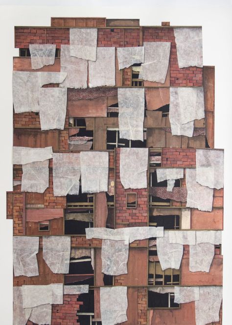 Building Collage, Seth Clark, Urban Collage, Material Collage, Wood Collage, Shanty Town, Timber Architecture, Architecture Collage, Acrylic On Wood