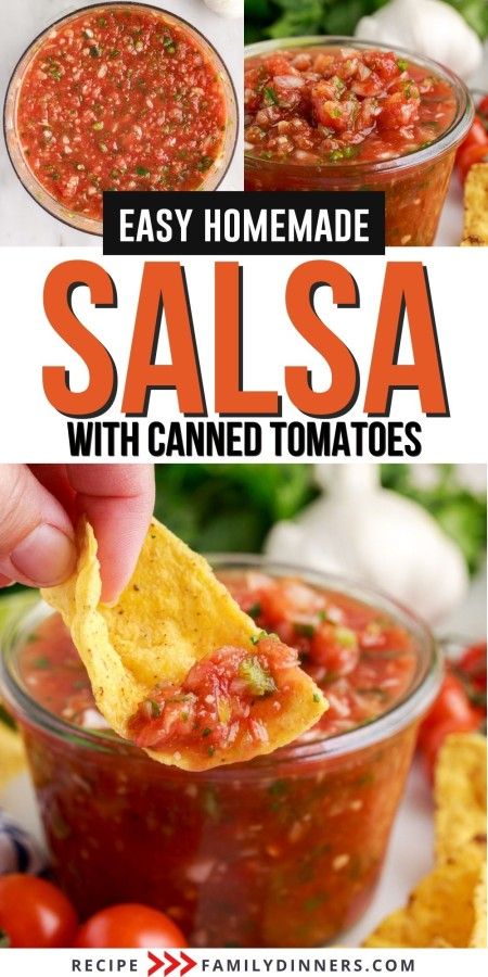 Easy Salsa With Canned Tomatoes, Quick Salsa Canned Tomatoes, Salsa Made From Canned Tomatoes, Can Salsa Recipe, Salsa With Rotel Tomatoes, Salsa With Crushed Tomatoes, Tomato Sauce Salsa, Salsa With Canned Tomatoes Recipes, Salsa Using Canned Diced Tomatoes