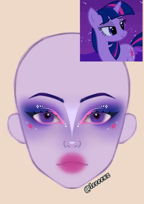 Twilight Sparkle Makeup, Rarity Makeup, Mlp Makeup, Twilight Sparkle Hair, My Little Pony Makeup, Twilight Sparkle Cosplay, Twilight Sparkle Costume, Makeup Looks For Halloween, Twilight Makeup