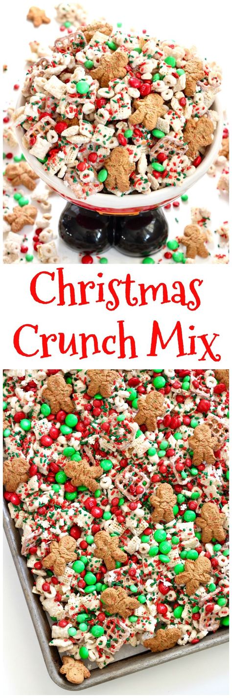 Christmas Crunch Mix Christmas Snack Mix, Chex Mix Christmas, Christmas Crunch, Trail Mix Recipes, Snack Mixes, Easy Christmas Treats, Chex Mix Recipes, Christmas Mix, Christmas Candy Recipes