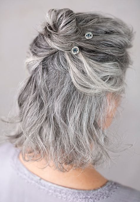 Bun Hairstyles For Curly Hair, Grey Hair Over 50, Rose Inc, Lilla Rose, Accessories Essentials, Grey Hair Inspiration, Silver Sisters, Beautiful Gray Hair, Bobby Pin Hairstyles