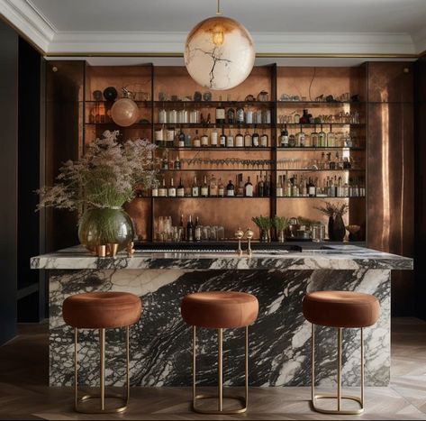 Unique Bar Design, Architecture Restaurant, Home Bar Rooms, Modern Home Bar, Home Bar Design, Marble Bar, Bar Designs, Home Bar Designs, Design Apartment