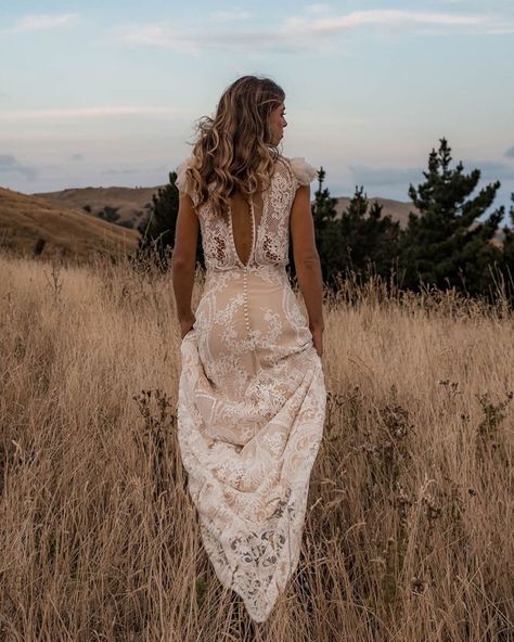 Country Style Wedding Dresses: 27 Inspiration Looks ★ country style wedding dresses heath lace open back rustic immaclenovias Wedding Dress Rustic Boho, Lace Boho Western Wedding Dress, Boho Champagne Wedding Dress, Boho Vow Renewal Dress, Country Boho Wedding Dress, Rustic Country Wedding Dresses, Lace Champagne Wedding Dress, 2nd Marriage Wedding Dress, Lace Engagement Dress