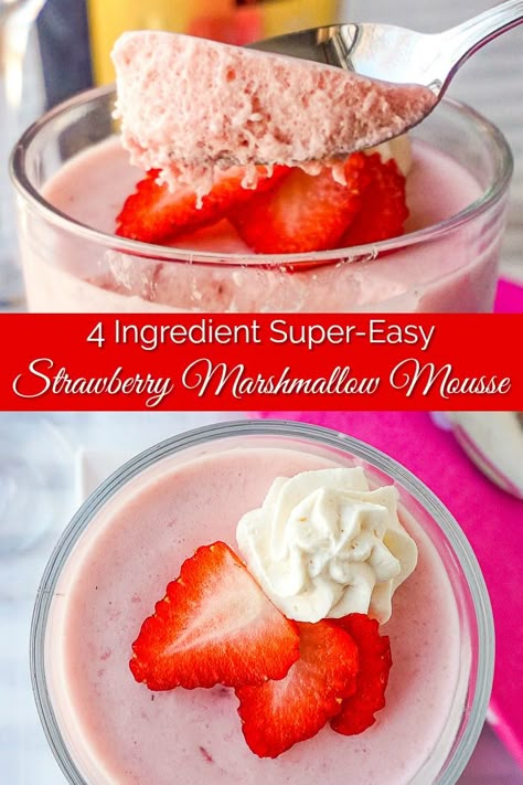 Marshmallow Mousse Recipes, Marshmallow Mousse, Mousse Recipes Easy, Strawberry Mousse Cake, Strawberry Marshmallow, Canadian Recipes, Moms Recipes, Impressive Dessert, Light Dessert