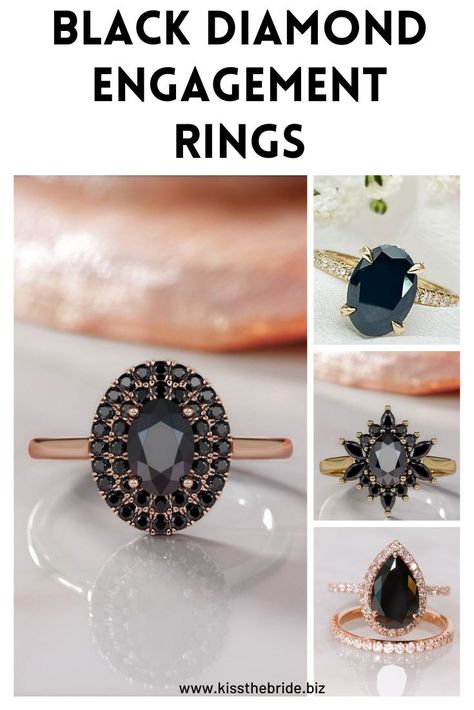 Looking for an engagement ring that is different, these black diamond engagement rings are stunning and quite unique. Black Diamond Engagement Ring Vintage, Engagement Rings For Couples, Engagement Rings Black Diamond, Black Diamond Engagement Rings, Unusual Wedding Rings, Kiss The Bride, Rings For Couples, Unusual Engagement Rings, Black Diamond Engagement Ring