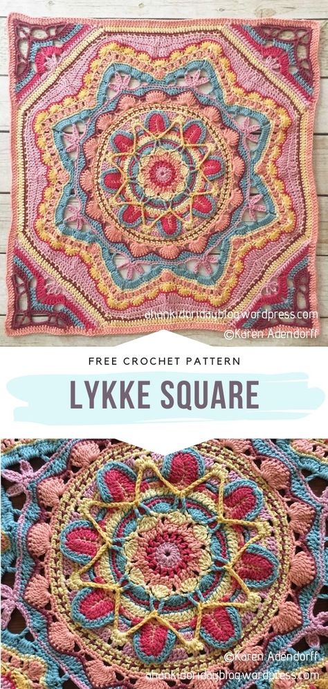 Mandala Granny Square Crochet Free Pattern, Crochet Mandala Square Free Pattern, Afghan Crochet Patterns Squares, Mandala Crochet Square, Afghan Block Crochet Patterns, Afghan Squares Crochet Patterns Free, Crochet Along 2023, Cute Baby Blanket Crochet Pattern, Afghan Squares Crochet Patterns