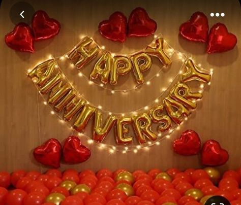 Happy Anniversary Lettering, Gold Balloons Decorations, Anniversary Letter, Surprise Birthday Decorations, Happy Birthday Foil Balloons, Happy Wedding Anniversary Wishes, Wedding Anniversary Decorations, Anniversary Decoration, Birthday Room Decorations