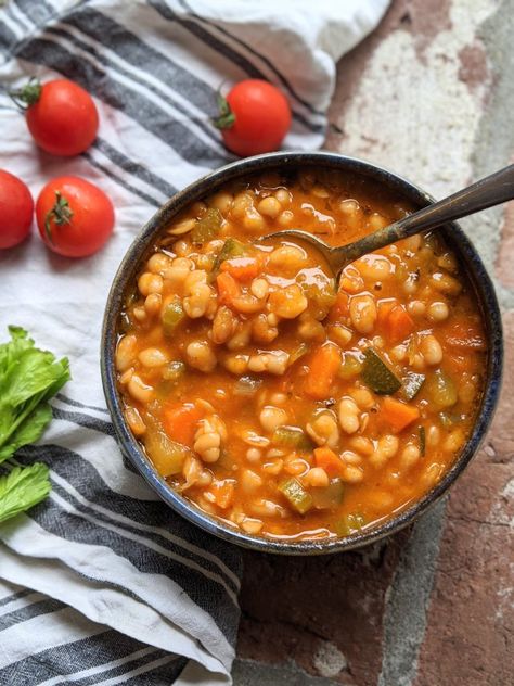 Fasolatha Soup, Vegan Gluten Free High Protein, White Bean Soup Vegan, Tomato White Bean Soup, Greek White Bean Soup, Dinner Soup Recipes, Carrot And Lentil Soup, White Bean Soup Recipes, Vegan Lentil Soup