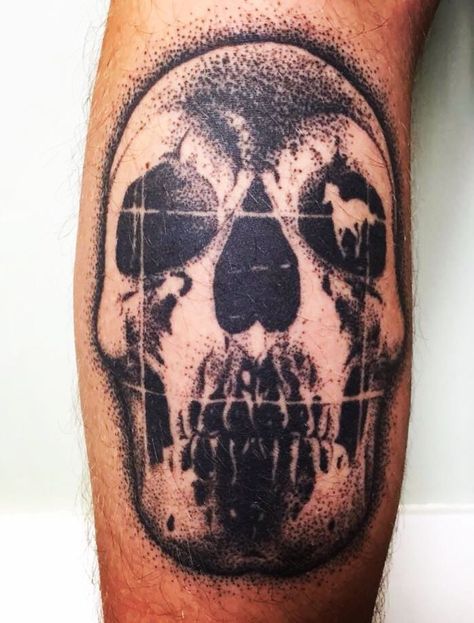 Amazing tattoo - Deftones skull from their self-titled album paired with White Pony Deftones Self Titled Album Cover, Deftones Saturday Night Wrist Tattoo, Ohms Tattoo Deftones, Darkthrone Tattoo, White Pony Tattoo, Deftones Tattoos, Deftones Tattoo Ideas, Simple Skull Tattoo, Deftones Skull