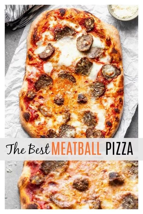 Best Meatball Pizza Recipe - Cooking for Keeps Meatball Pizza Recipes, Pizza Oven Recipes, Meatball Pizza, Mozzarella Pizza, Bacon Pizza, Best Meatballs, Homemade Meatballs, For Keeps, Pizza Recipes Homemade