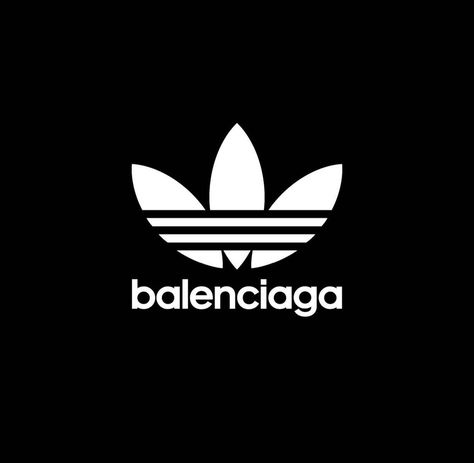 TREFOIL LOGO White Font with Black Background Balenciaga X Adidas, Balenciaga Adidas, Balenciaga Spring, Spring 23, Balenciaga Logo, Adidas Logo, Black Background, Balenciaga, Adidas