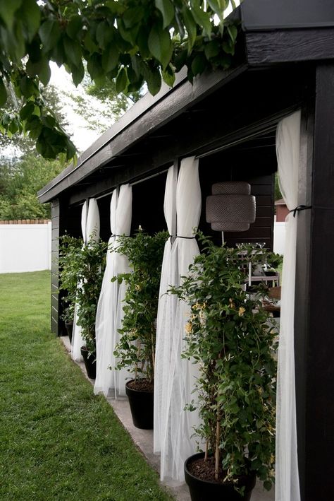 Carport Makeover, Carport Patio, Backyard Small, Backyard Shed, Backyard Living, Outdoor Curtains, Pergola Shade, Patio Seating, Outdoor Kitchen Design