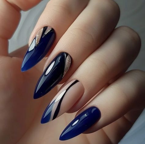 Navy Blue Nails, Blue Nail Designs, French Tip Nails, Valentine's Day Nails, Nail Accessories, Nail Kit, Loose Powder, French Manicure, Acrylic Nail Designs