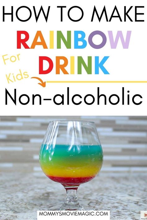 Koolaid Recipes, Kids Drinks Party, Kid Drinks Recipes, Rainbow Punch, Rainbow Drinks, Birthday Party Drinks, Layered Drinks, Kids Punch, Mha Ships