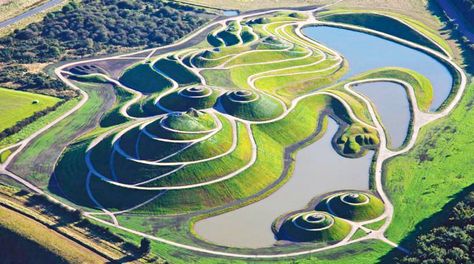 A coal mine in Scotland was turned into a vast universe made out of plants and stones! Charles Jencks, Garden Of Cosmic Speculation, Green Landscape, Landscape Artist, Human Art, Land Art, Green Building, Landscape Architect, Postmodernism